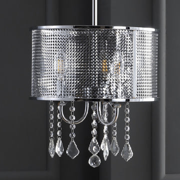 Avah Metal/Crystal Adjustable LED Drop Chandelier - JONATHAN Y